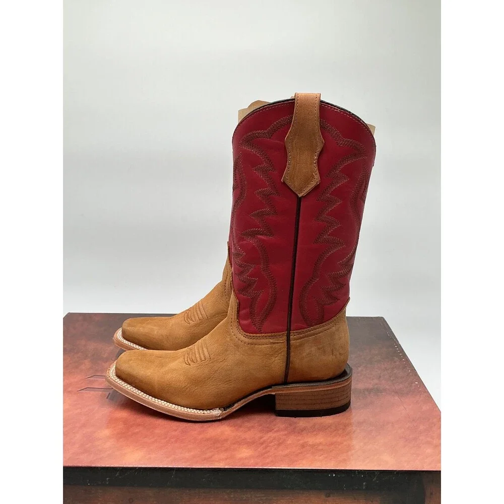 Circle G J7102 Girls 2.5 Honey Red Embroidered Square Toe Western Boots ebay252